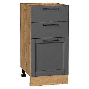 Шкаф нижний с 3-мя ящиками Сканди Stormy Silkwood/Дуб Вотан 816*400*480