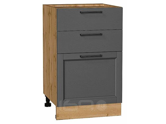 Шкаф нижний с 3-мя ящиками Сканди Stormy Silkwood/Дуб Вотан 816*500*480