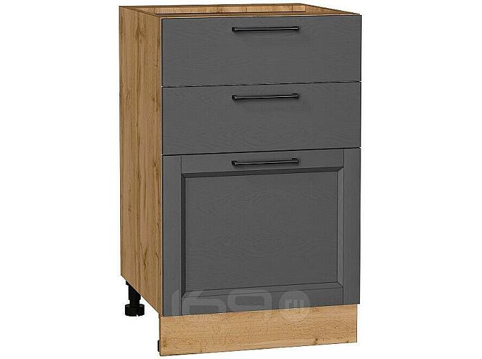 Шкаф нижний с 3-мя ящиками Сканди Stormy Silkwood/Дуб Вотан 816*500*480