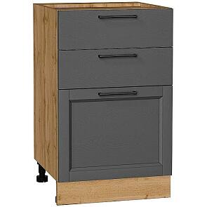 Шкаф нижний с 3-мя ящиками Сканди Stormy Silkwood/Дуб Вотан 816*500*480