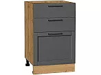 Шкаф нижний с 3-мя ящиками Сканди Stormy Silkwood/Дуб Вотан 816*500*480