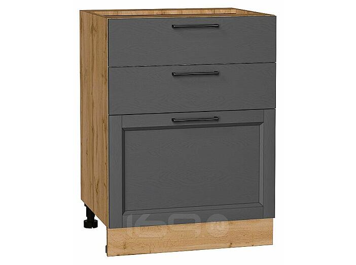 Шкаф нижний с 3-мя ящиками Сканди Stormy Silkwood/Дуб Вотан 816*600*480