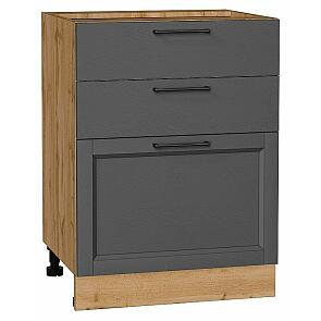 Шкаф нижний с 3-мя ящиками Сканди Stormy Silkwood/Дуб Вотан 816*600*480