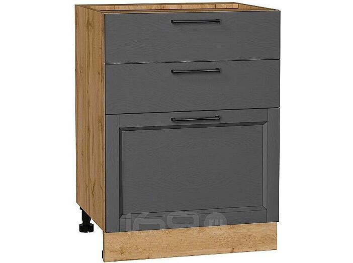 Шкаф нижний с 3-мя ящиками Сканди Stormy Silkwood/Дуб Вотан 816*600*480