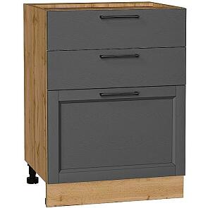 Шкаф нижний с 3-мя ящиками Сканди Stormy Silkwood/Дуб Вотан 816*600*480