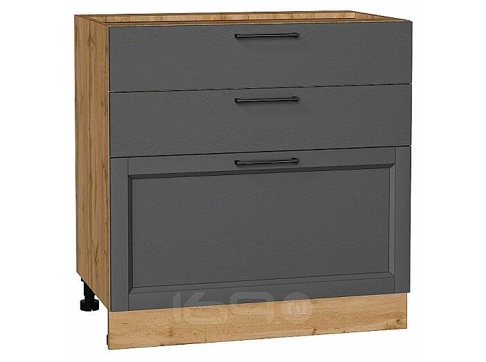 Шкаф нижний с 3-мя ящиками Сканди Stormy Silkwood/Дуб Вотан 816*800*480