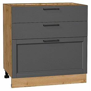 Шкаф нижний с 3-мя ящиками Сканди Stormy Silkwood/Дуб Вотан 816*800*480