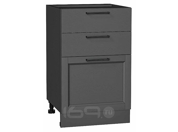Шкаф нижний с 3-мя ящиками Сканди Stormy Silkwood/Graphite 816*500*480
