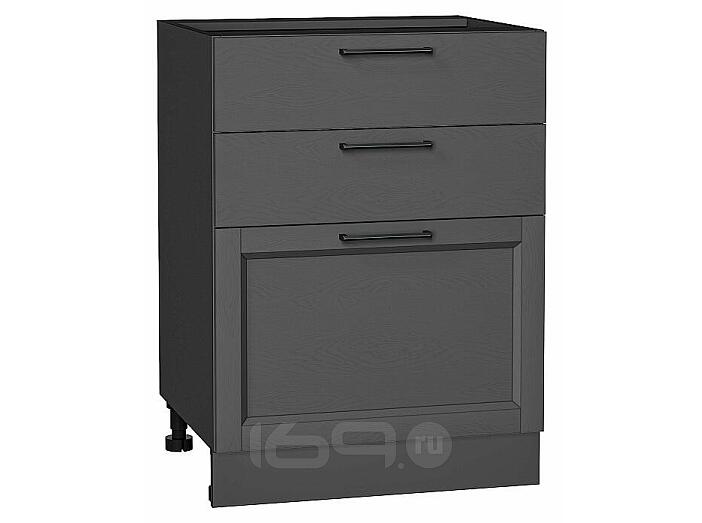 Шкаф нижний с 3-мя ящиками Сканди Stormy Silkwood/Graphite 816*600*480