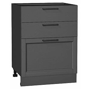 Шкаф нижний с 3-мя ящиками Сканди Stormy Silkwood/Graphite 816*600*480