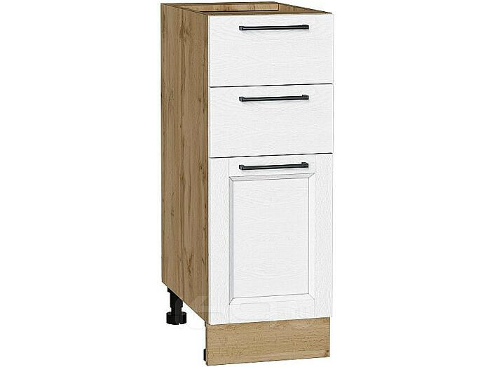 Шкаф нижний с 3-мя ящиками Сканди White Silkwood/Дуб Вотан 816*300*480