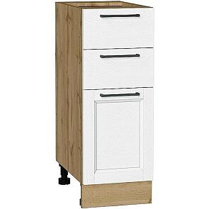 Шкаф нижний с 3-мя ящиками Сканди White Silkwood/Дуб Вотан 816*300*480
