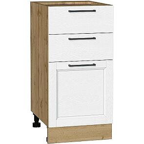 Шкаф нижний с 3-мя ящиками Сканди White Silkwood/Дуб Вотан 816*400*480
