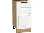 Шкаф нижний с 3-мя ящиками Сканди White Silkwood/Дуб Вотан 816*400*480