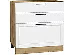 Шкаф нижний с 3-мя ящиками Сканди White Silkwood/Дуб Вотан 816*800*480