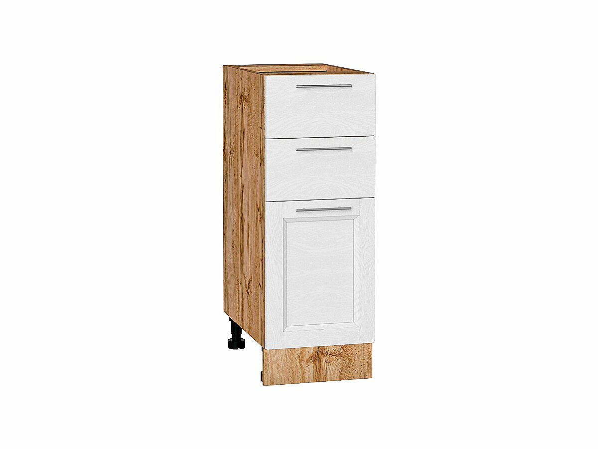 Шкаф нижний с 3-мя ящиками Сканди White Softwood Дуб Вотан 816*300*480