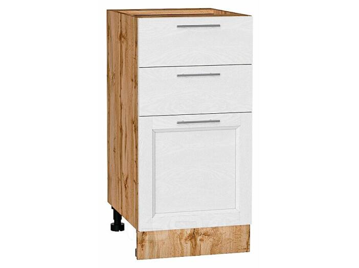 Шкаф нижний с 3-мя ящиками Сканди White Softwood Дуб Вотан 816*400*480