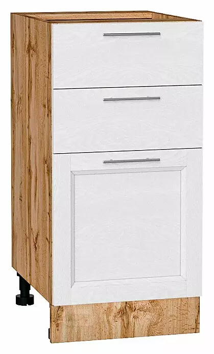 Шкаф нижний с 3-мя ящиками Сканди White Softwood Дуб Вотан 816*400*480