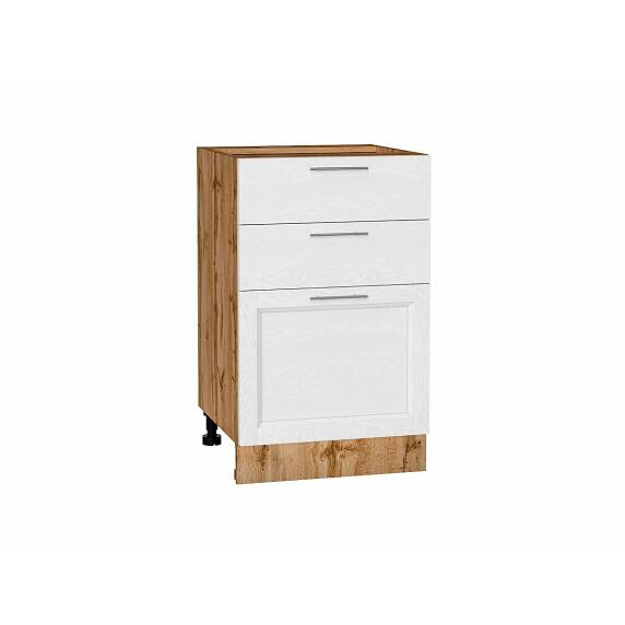 Шкаф нижний с 3-мя ящиками Сканди White Softwood Дуб Вотан 816*500*480