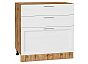 Шкаф нижний с 3-мя ящиками Сканди White Softwood Дуб Вотан 816*800*480