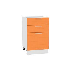Шкаф нижний с 3-мя ящиками Техно Н 503 Оранжевый металлик-Белый