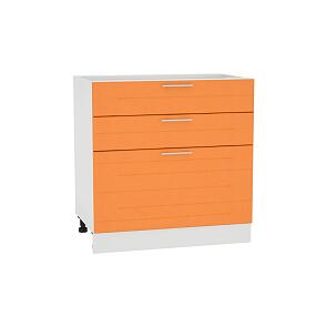 Шкаф нижний с 3-мя ящиками Техно Н 803 Оранжевый металлик-Белый