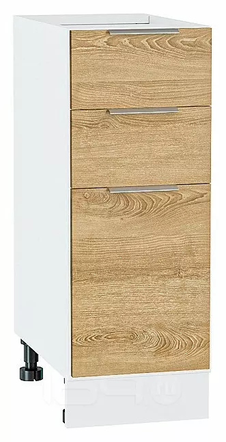 Шкаф нижний с 3-мя ящиками Терра Ель Карпатская Белый 816*300*478