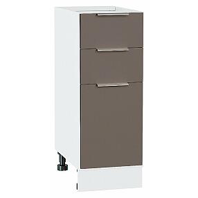 Шкаф нижний с 3-мя ящиками Терра Смоки Софт Белый 816*300*478