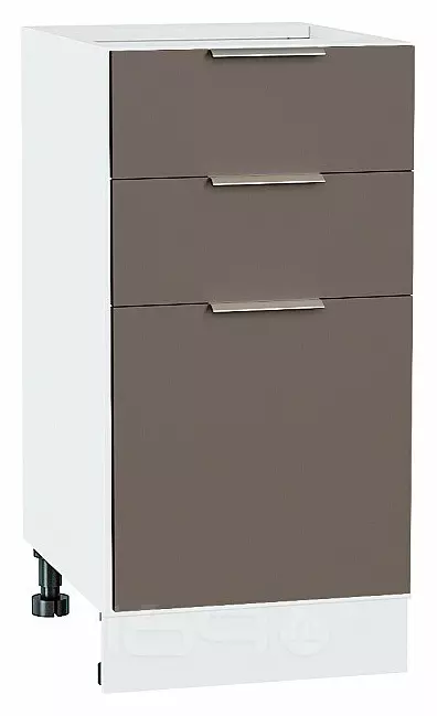Шкаф нижний с 3-мя ящиками Терра Смоки Софт Белый 816*400*478