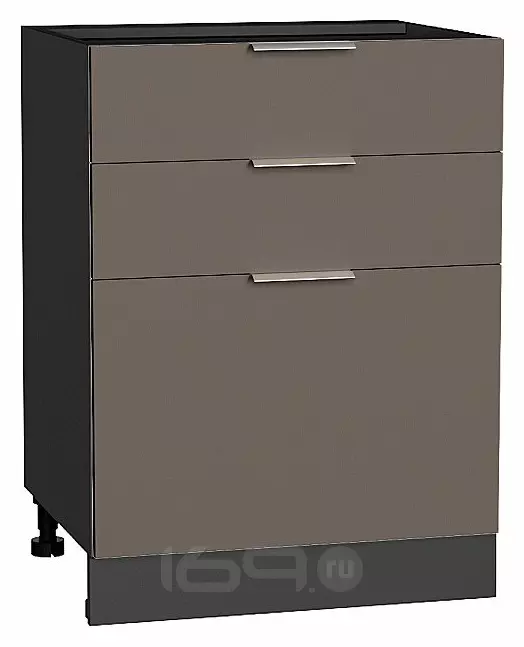 Шкаф нижний с 3-мя ящиками Терра Смоки Софт Graphite 816*600*480