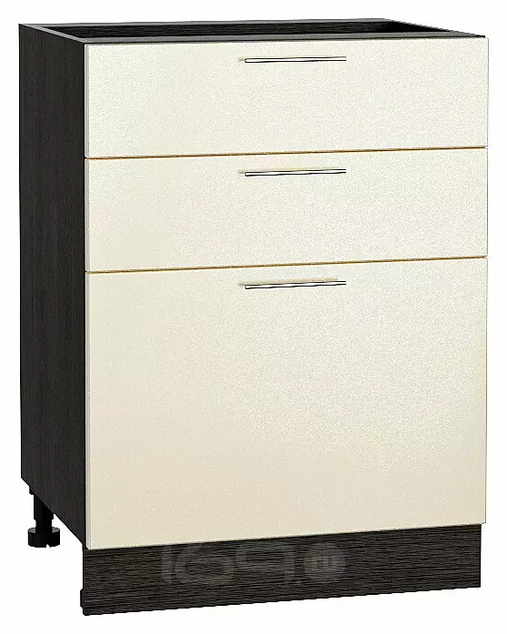 Шкаф нижний с 3-мя ящиками Валерия-М Бежевый металлик Graphite 816*600*478