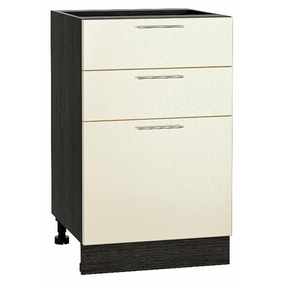 Шкаф нижний с 3-мя ящиками Валерия-М Бежевый металлик Graphite 816*500*478
