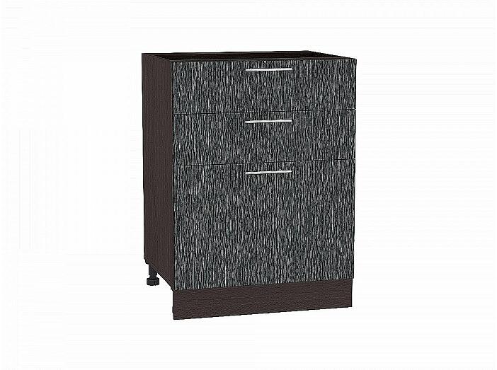 Шкаф нижний с 3-мя ящиками Валерия-М Черный металлик дождь Graphite