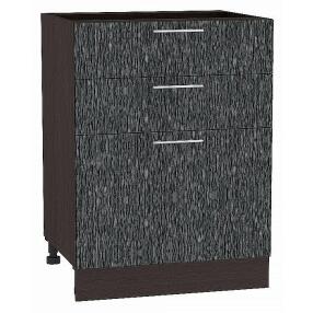 Шкаф нижний с 3-мя ящиками Валерия-М Черный металлик дождь Graphite 816*600*480