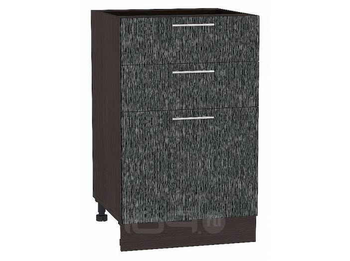 Шкаф нижний с 3-мя ящиками Валерия-М Черный металлик дождь Graphite 816*500*478