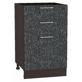 Шкаф нижний с 3-мя ящиками Валерия-М Черный металлик дождь Graphite 816*500*478