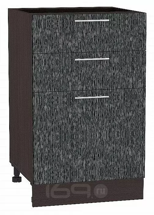 Шкаф нижний с 3-мя ящиками Валерия-М Черный металлик дождь Graphite 816*500*478