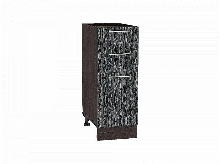Шкаф нижний с 3-мя ящиками Валерия-М Черный металлик дождь Graphite