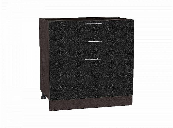 Шкаф нижний с 3-мя ящиками Валерия-М Черный металлик Graphite