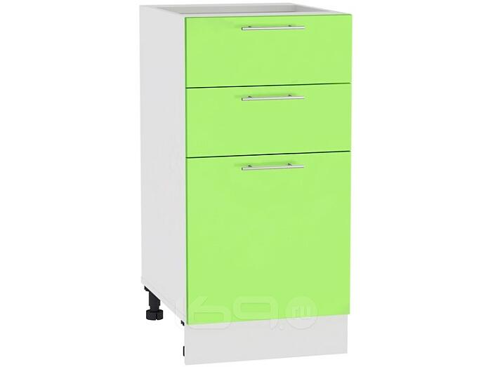 Шкаф нижний с 3-мя ящиками Валерия-М Н 403 Салатовый глянец-Белый