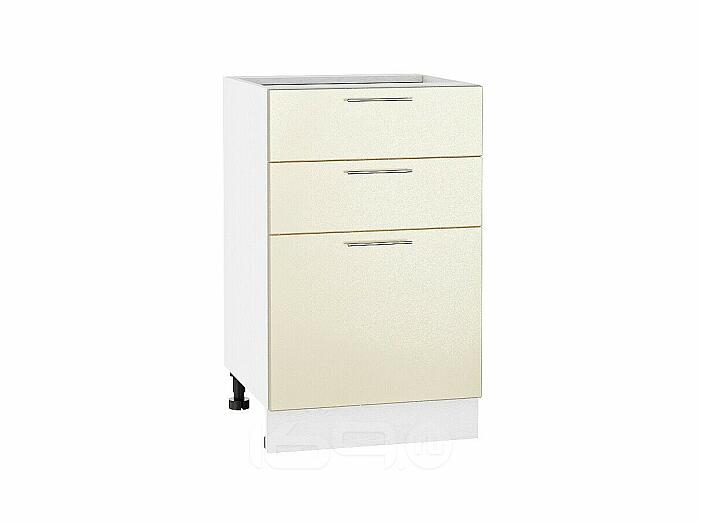 Шкаф нижний с 3-мя ящиками Валерия-М Н 500 Бежевый металлик-Белый