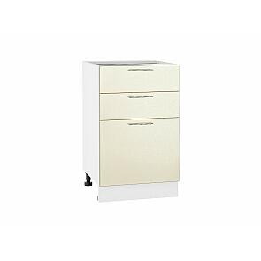 Шкаф нижний с 3-мя ящиками Валерия-М Н 500 Бежевый металлик-Белый