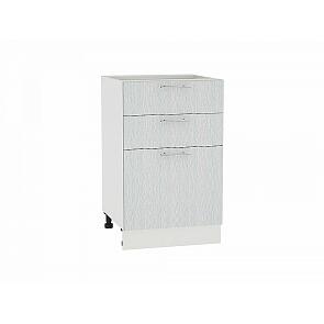 Шкаф нижний с 3-мя ящиками Валерия-М Н 503 Серый металлик дождь светлый-Белый