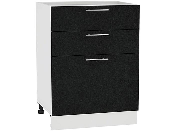 Шкаф нижний с 3-мя ящиками Валерия-М Н 603 Черный металлик-Белый