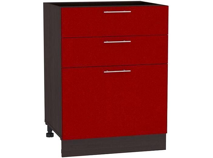 Шкаф нижний с 3-мя ящиками Валерия-М Н 603 Гранатовый металлик-Венге Шкаф нижний с 3-мя ящиками Валерия-М Н 603 Гранатовый металлик-Венге