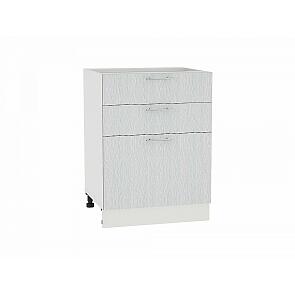 Шкаф нижний с 3-мя ящиками Валерия-М Н 603 Серый металлик дождь светлый-Белый