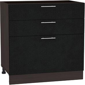 Шкаф нижний с 3-мя ящиками Валерия-М Н 803 Черный металлик-Венге