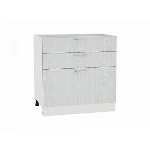 Шкаф нижний с 3-мя ящиками Валерия-М Н 803 Серый металлик дождь светлый-Белый