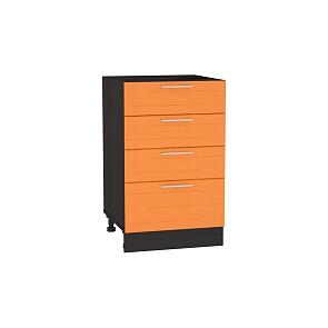 Шкаф нижний с 4-мя ящиками Техно Н 504 Оранжевый металлик-Венге