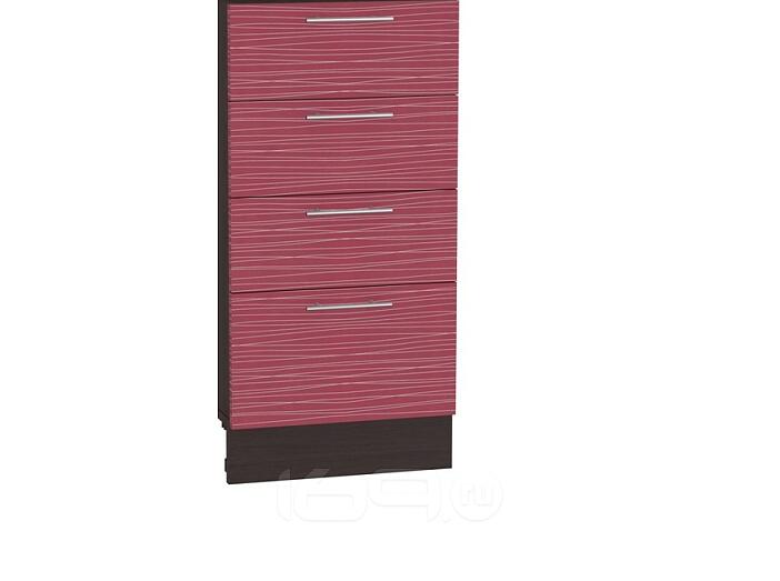 Шкаф нижний с 4-мя ящиками Валерия-М Н 404 Красный глянец страйп-Венге